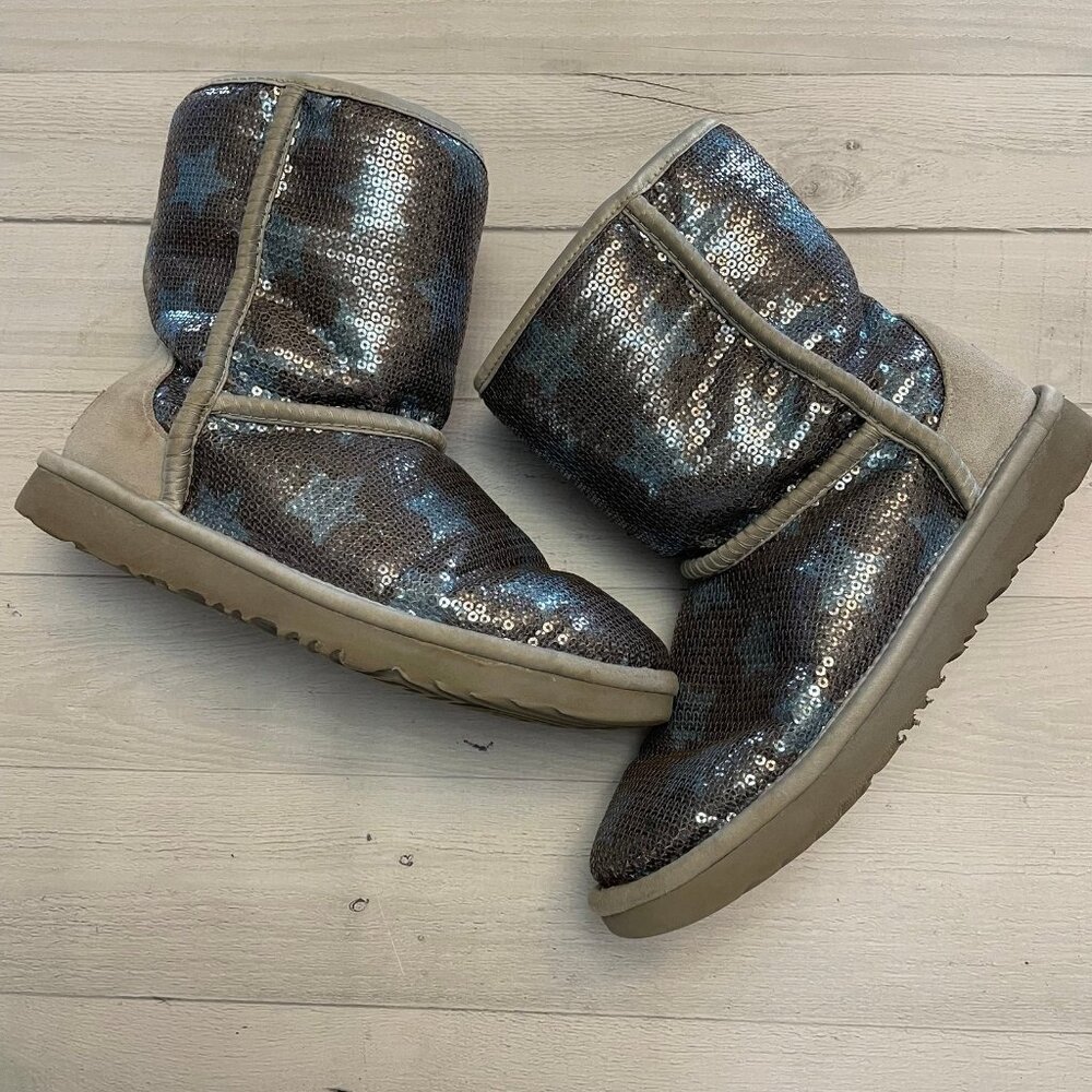 Ugg blue sequin‎ star boots size 4